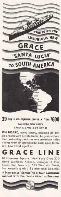 1935 Grace Line: Santa Lucia to South America Vintage Print Ad