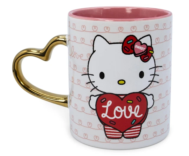 Taza de cerámica con mango en forma de corazón Sanrio Hello Kitty Love | Tiene capacidad para 14 onzas