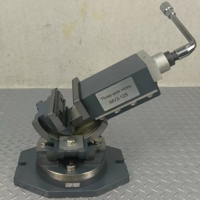 Milling Machine Vice 125mm Three Axis Swivel Base METEX 3 Way Tilting Metal Work