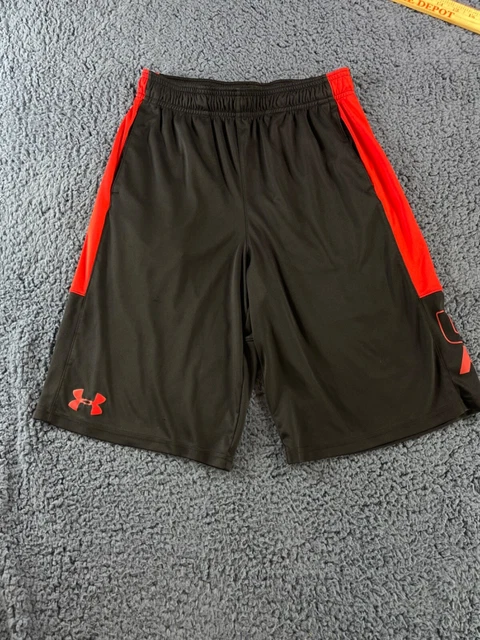 Under Armour Athletic Basketball Shorts Youth Boys Size Large Black Red Big Logo