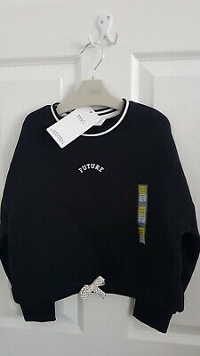 Girls Black Slogan Sweatshirt Age 6-7 From Marks And Spencer Brand New