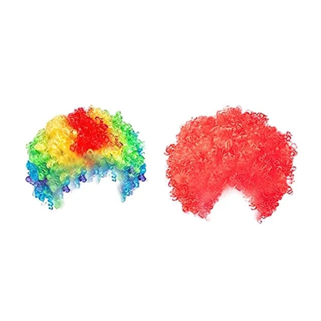 Pack of 2 Funny Clown Curly Wigs, Wig Clown Wig,70's 80's Disco Theme for K G1M7