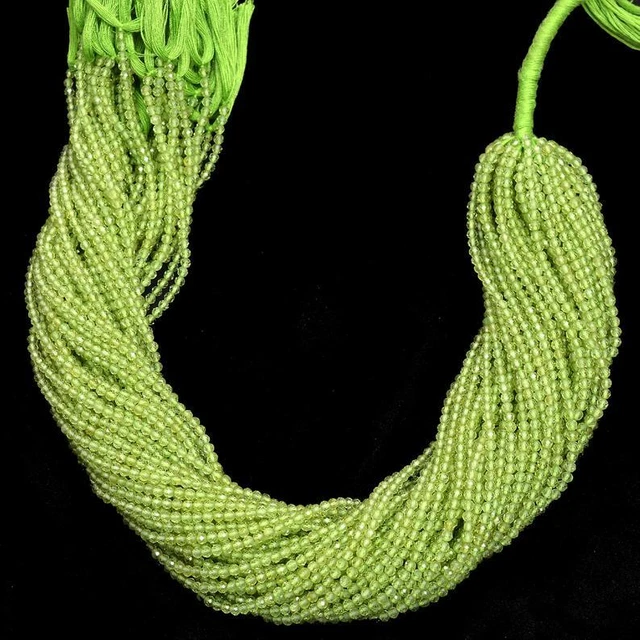 AAA Naturel Facettes Vert Péridot Gemme Rondelle Perles 13 " Brin 2mm-3mm 2