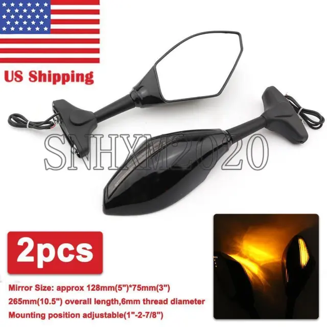 18 LEDs MotorcycleTurn Signal Rearview Mirrors For Kawasaki ZX-6R/636/6RR