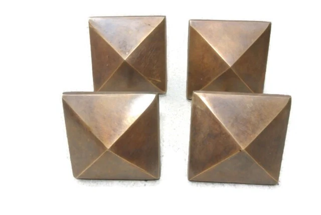 4 STUDS door solid heavy 100% brass furniture  boxes aged old style 2" decor B
