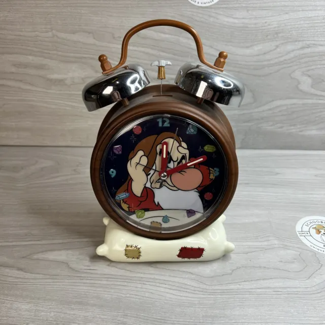 DISNEY PARKS Grumpy Alarm Clock Snow White 7 Dwarfs Vintage Nightstand Used