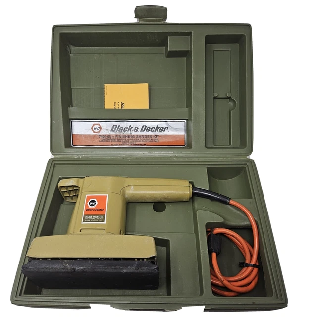 VINTAGE BLACK Decker Finishing Sander Kit 7420 05 Olive Green In Case