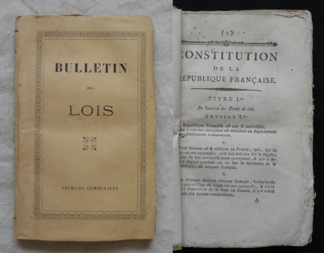 Jc] DECRETS CONVENTION NATIONALE Constitution République (1794- 1799) an II-VIII