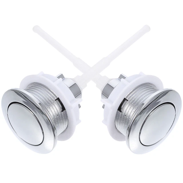 2 piezas botón de inodoro Abs enjuague de inodoro válvulas de lavado de inodoro Silver