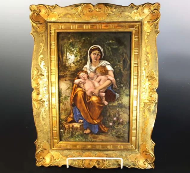 RARE, V LARGE 19th. CENTURY FRENCH HAND PAINTED, SIGNED & DATED PORCELAIN PLAQUE