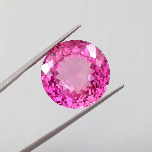 AAA Grade Natural Flawless Pink Ceylon Sapphire Round Cut Loose Gemstone 20x20mm