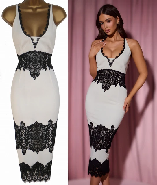 KAREN MILLEN PALE Pink Lace Kimono Sleeve Cocktail Party Stretch Pencil  Dress 10 79.99 - PicClick UK