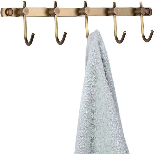 BRASS TOWEL HOOK Rack Brushed Rail Hanger Robe Hooks Rack Bathroom ...