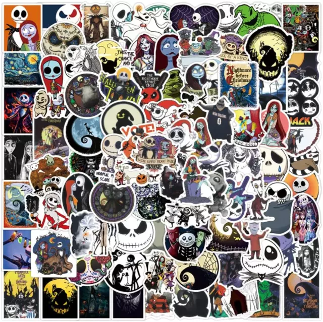 100 Pcs Halloween Theme the Nightmare before Christmas Stickers Laptop Sticke...