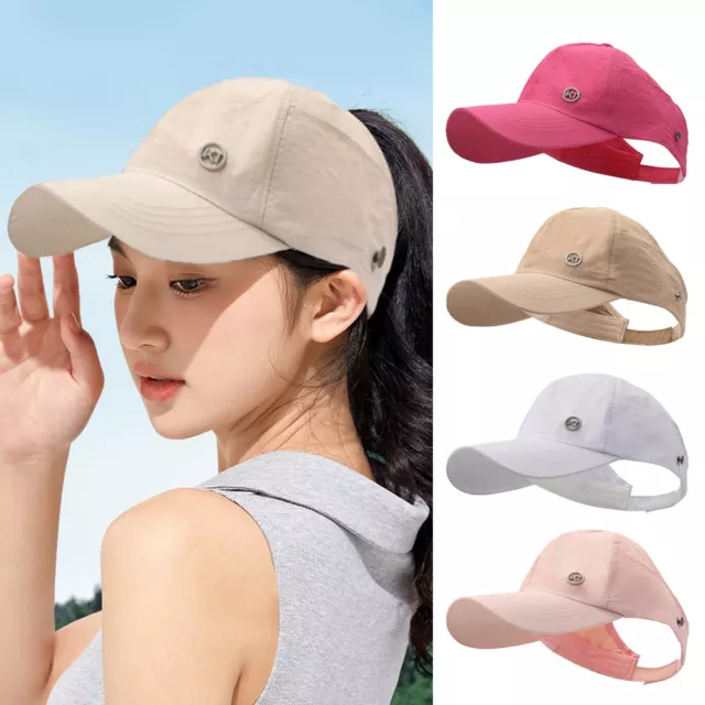 Women Ponytail Baseball Cap Adjustable Breathable Quick Drying Hat Summer Sports