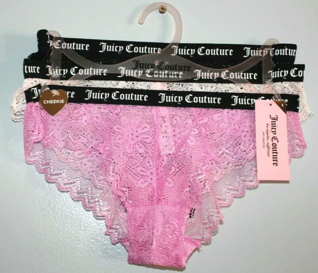 JUICY COUTURE CHEEKIE Lace 3 Pack Underwear Panties Women Large L $19.99 -  PicClick