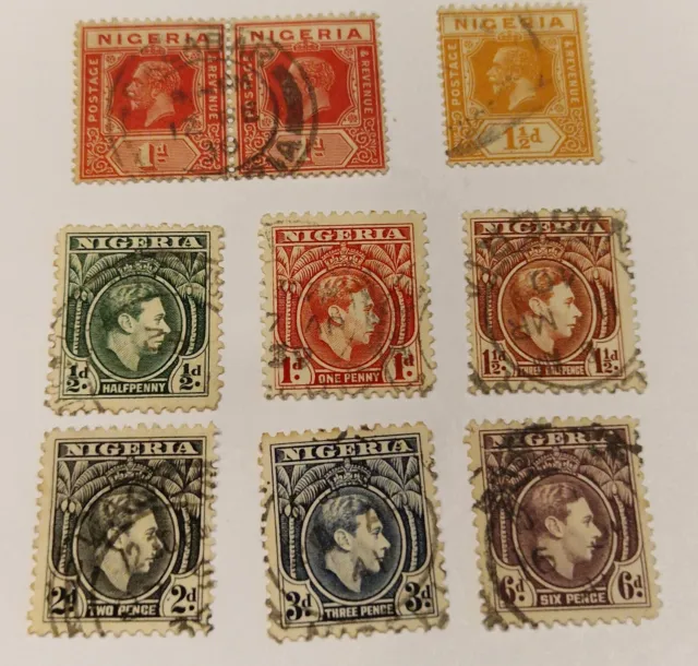 9 timbres du NIGÉRIA oblitérés,  sous Occupation Anglaise