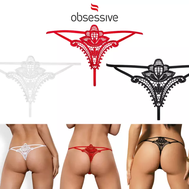 Obsessive Perizoma Semitrasparente Elasticizzato con Ricamo Fiore String Luiza