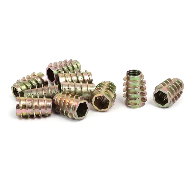 10 uds M8x20 mm hexagonal interior inserto roscado tuercas arcilla bronce para muebles de madera