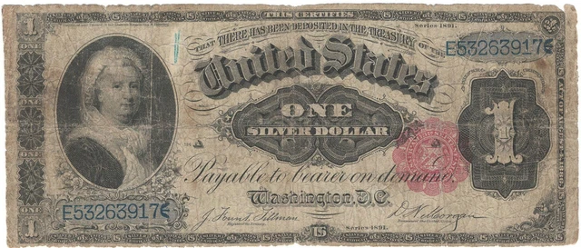Tattered FR-223 Series of 1891 $1 Silver Certificate