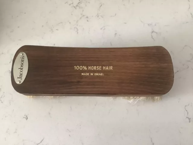 vintage wood handle brush 100% horsehair shoe shining tool large 8” Made Israel