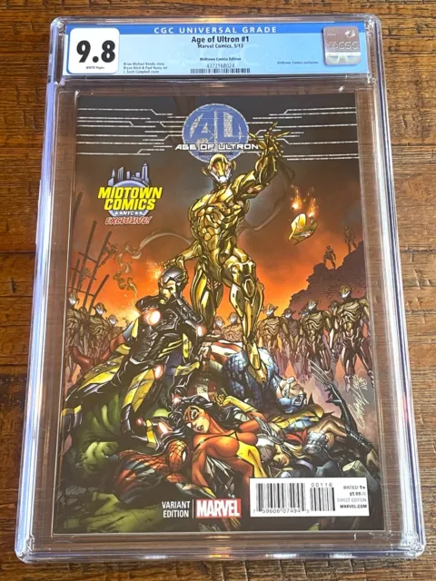 Age Of Ultron #1 Cgc 9.8 J Scott Campbell Midtown Variant Avengers Spider-Man