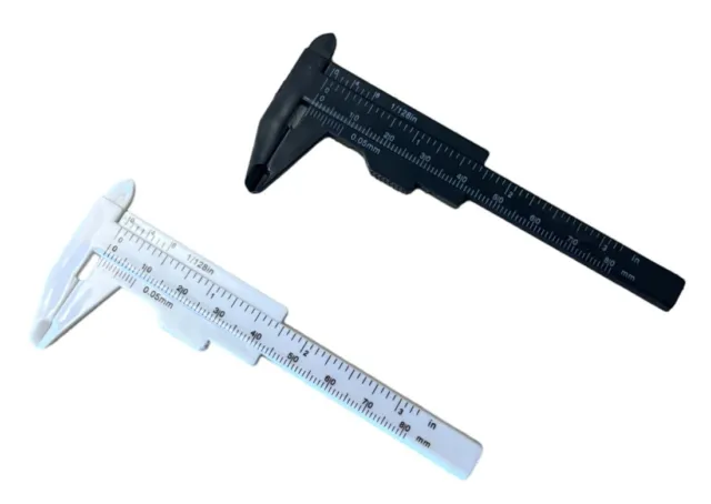 Mini Vernier Sliding Gauge Caliper Plastic 3” 80mm Inside Outside Measurement x2