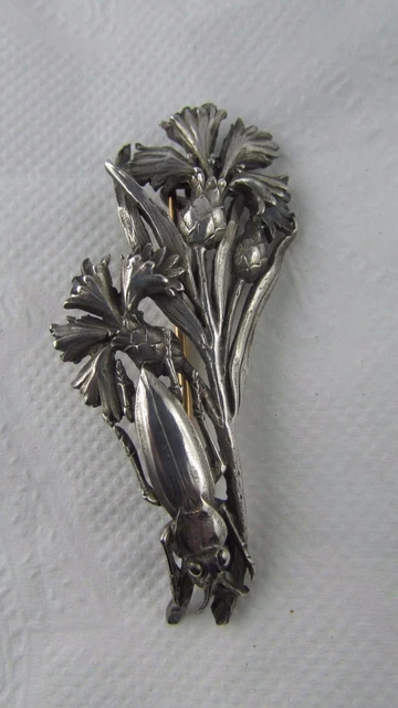 Broche en métal argenté en forme de noeud avec strass 4cm b34 - Un grand marché