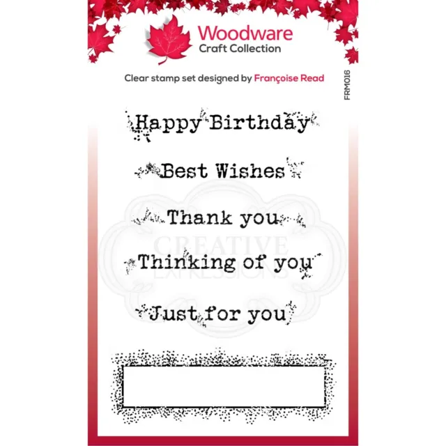 Woodware Boxed Greetings 6 Pce Clear Stamp Set Best Wishes Birthday Card Making