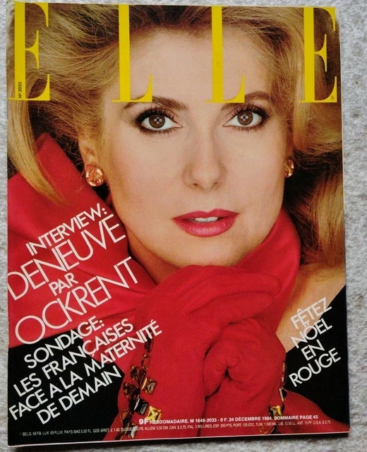 RARE !FRENCH MAGAZINE Elle Dec.1984 Cover Catherine Deneuve By Steven