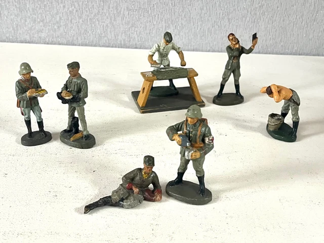 Lot D'anciens Soldats Jouets Elastolin Allemagne - Soldats Au Fusil - Occasion Très Bon État