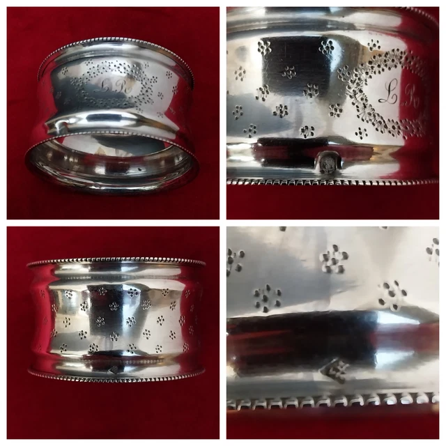 Rond De Serviette Ancien Argent Massif - Monogrammé - Poids 26g - 1er Titre - Antique
