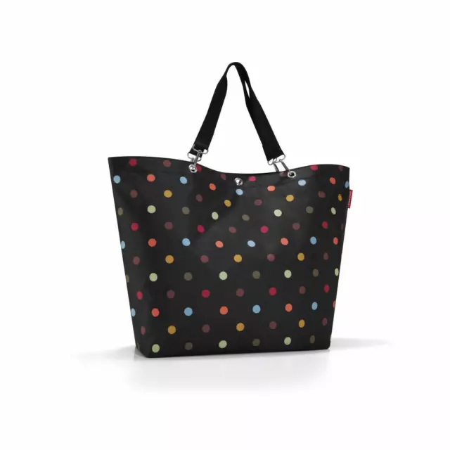 reisenthel shopper xl sac de courses shopping dots / noir à pois multicolores