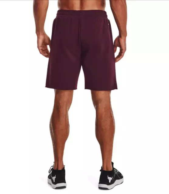 UNDER ARMOUR PROJECT ROCK HOME GYM TERRY Men SHORTS MAROON RED 1373570 ...