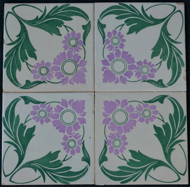 Spanish Antique Valencian- Hand Painted 4 Tiles Set