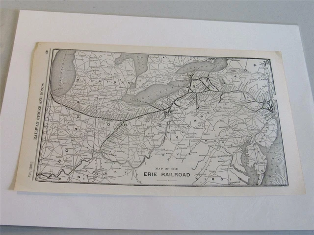 ORIGINAL MAP OF the Erie Railroad w/Connections from 1923 EUR 18,37 ...
