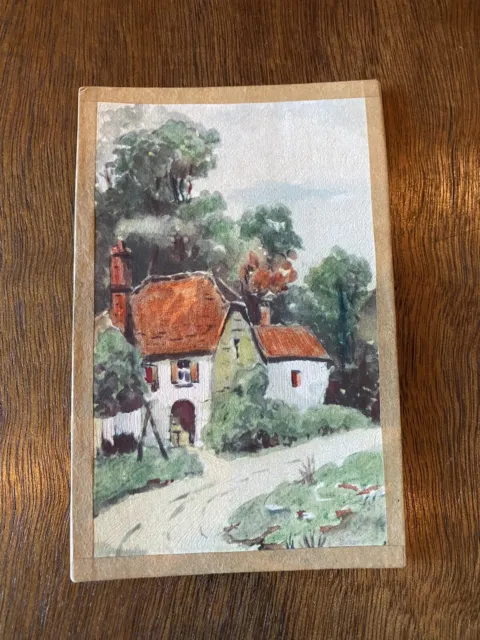 Vintage 1960’s Hand Painted Card Italy Country Side Watercolor Art 3x5