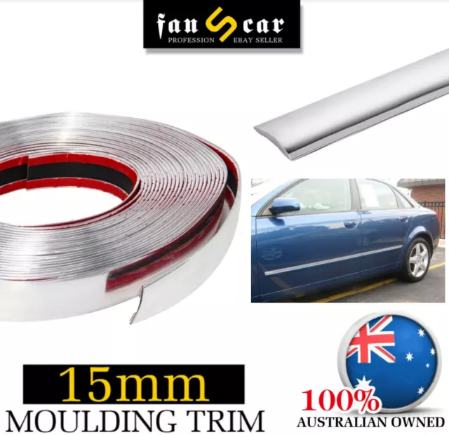 15mm Chrome Molding Trim Strip Auto Body Windows Trunk Bumper Fender Protection