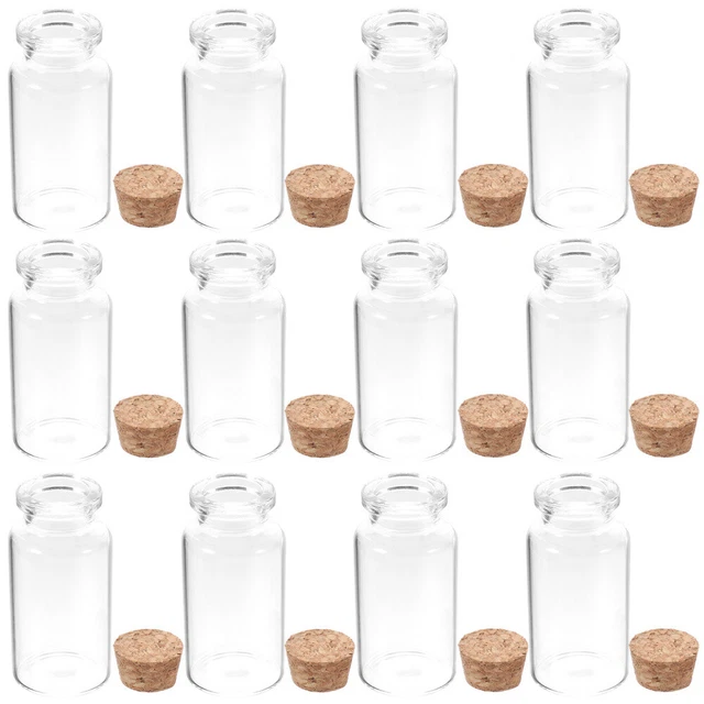 12 Stück Glasflaschen, Fläschchen, Gläser, Glas mit Korkstopfen,