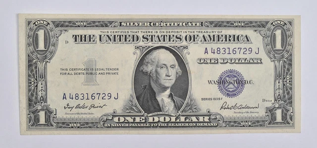 Crisp - 1935-F United States Dollar Currency $1 Silver Certificate *011