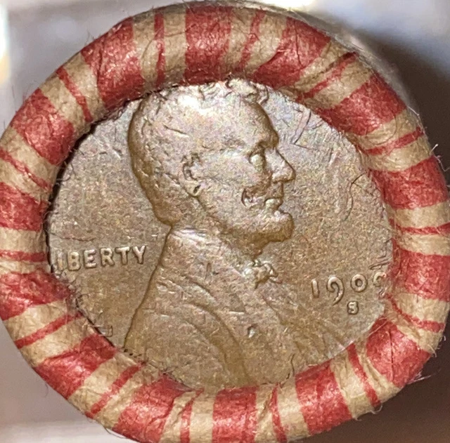 1 US Lincoln Wheat 1C Cent Penny Roll 1909-S/1909 VDB (50 Coins) 40%+ Pre-1940’s