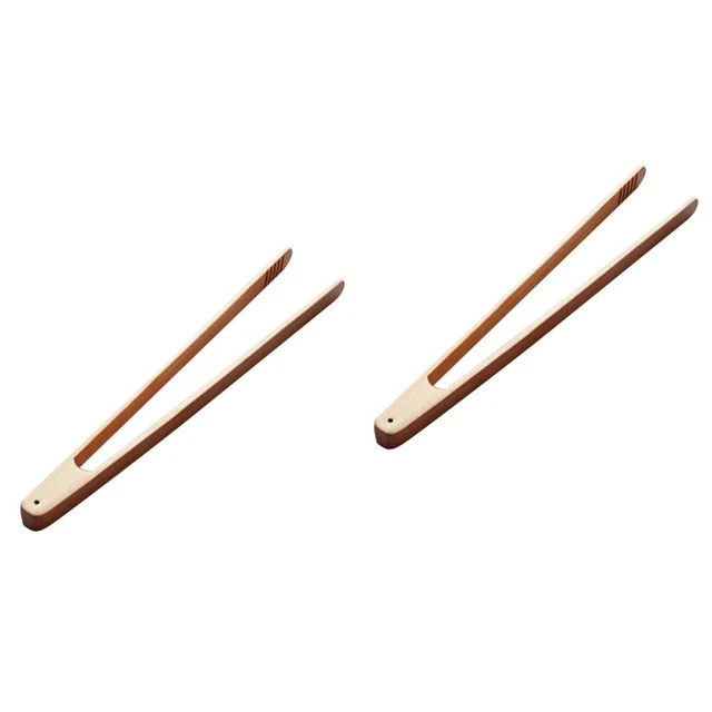 2 pcs food serving tongs Pâtisserie Tongs Pinces À salade En Bambou Viande Pince
