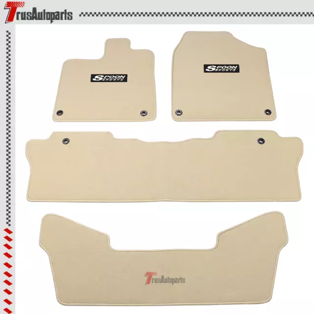 Fits 16-23 Honda Pilot Beige Nylon Floor Mat Non-Slip Carpets & Spoon 4PCS
