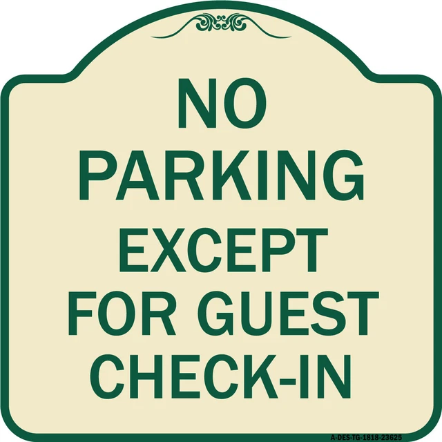 SignMission Designer Series - No Parking, Except for Guest Check-In Tan & Green