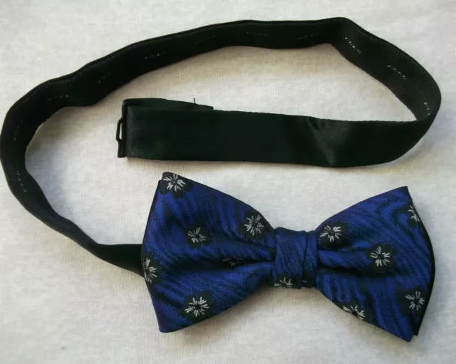 Bow Tie Boys Girls Dickie Bowtie Age 5 - 10 Blue Black Silver Floral Adjustable