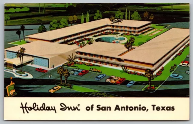 HOLIDAY INN SAN Antonio Texas Birds Eye View Motel Old Cars Vintage UNP ...