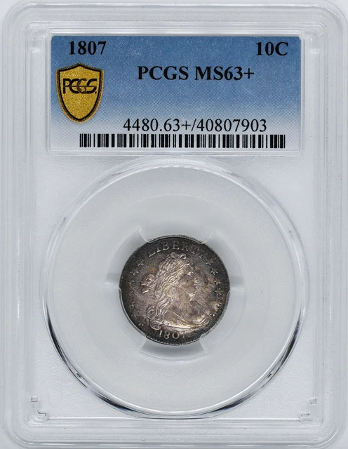 1807 Draped Bust 10C Pcgs Ms 63+