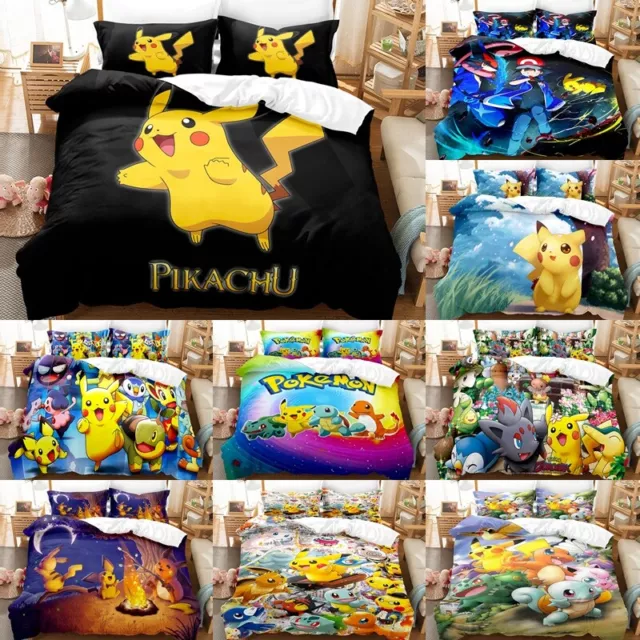 3D Bedding Set Pokemon Pikachu Duvet Covers Pillowcase Single Double King Gifts