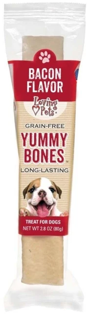Loving Pets sin Grano Yummy Huesos Bacon Sabor Lleno para Morder, 1 Count