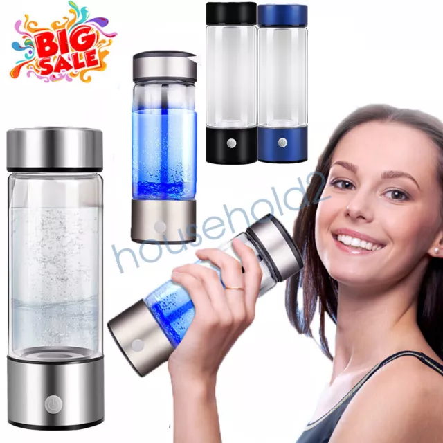 420ml USB Hydrogen Rich Water Bottle Alkaline Ionizer Generator Cup Portable AU